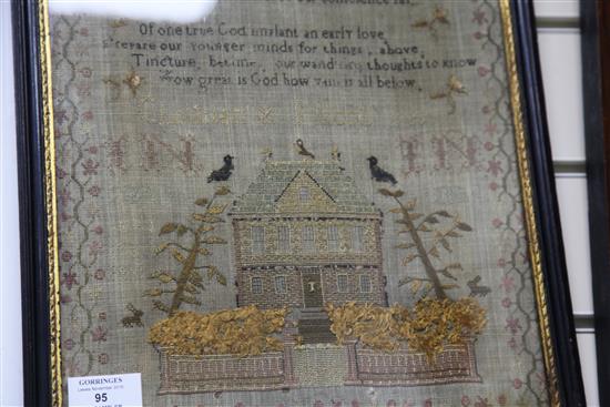 A George III needlework sampler, 13.75 x 11in.